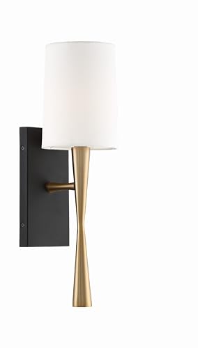 Image of Crystorama TRE-221-AG-BF Trenton Wall Sconce, 1-Light 60 Watts, Antique Brass /Black Forged