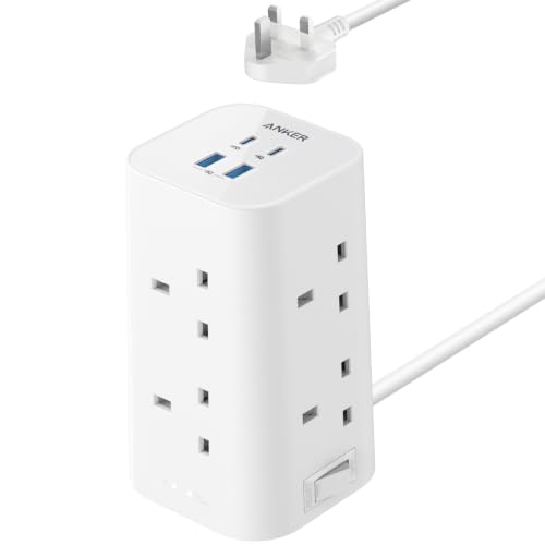 Anker Tower Extension Lead with USB Slots, 2990W), 2m Extension Cable
