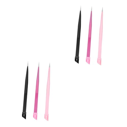 SAFIGLE 2sets Straight Nail Tweezers Pressing Head Tweezers Hair Removal Tool Double-ended Professional Stainless Steel 3pcs*2