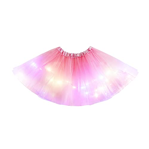 Aohhy 2-8 Years Baby Girls Light Up LED Tutu Skirt Fairy tutu Kid Fancy Party Costume Ballet Layered Dress-Pink