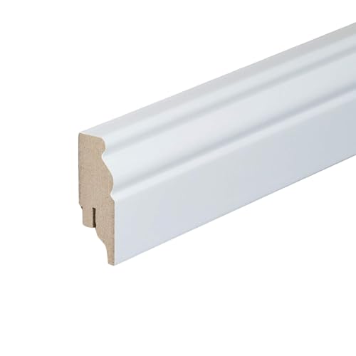 HORI® Sockelleiste Weiß RAL 9010 I Massivholz Fußleiste I Berliner Profil I Wand- und Bodenverkleidung I Langlebig & Pflegeleicht I Ideal für Wohnzimmer & Flur I 120
