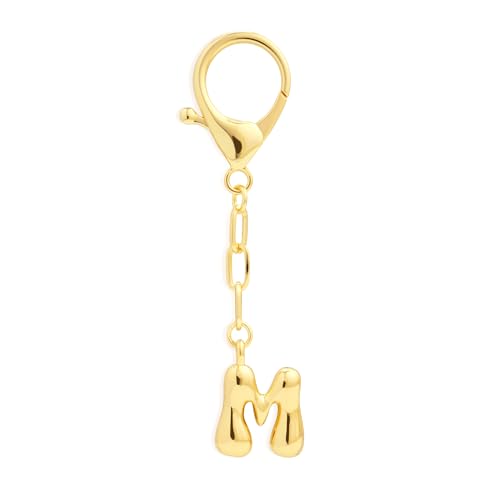 Fohufo Gold Bag Purse Charms - Purse Charm Keychains for Women, Cute Initial M Keychain Handbag Backpack Charms Gold Keychains Letter Key Chain, Letter M