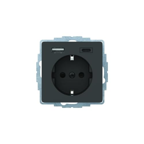 Prise Socket SCHUKO USB anthracite pour un salon moderne et connecté