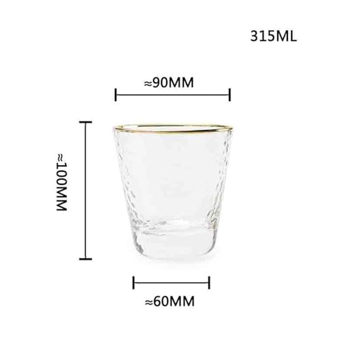 Vasos de agua pequeños de cristal transparente con textura de vidrio martillado 3