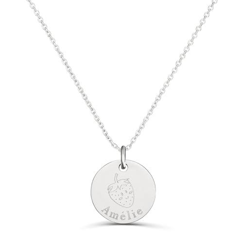 Collier enfant fraise en argent à porter pour un baptême élégant