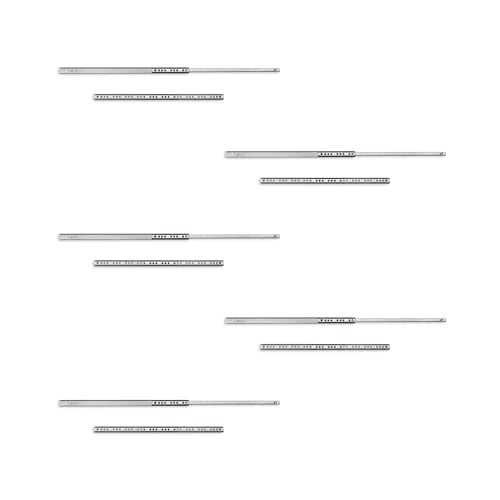 EMUCA - Guías Laterales para cajones con rodamiento de Bolas 17mm x 342mm, extracción Parcial, Pack de 5 guías