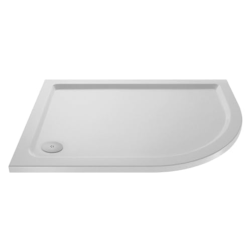 Balterley 900 x 760 mm Offset Quadrant Shower Tray Right Hand, Slimline Slip Resistant Shower Trays, Durable Stone Resin Base Trays for Bathroom Enclosure, Tray for Wetroom Showers (White)