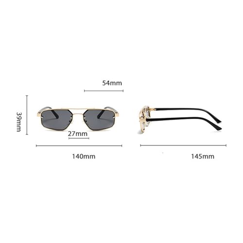 willochra Fashion Double beam Rectangle Sunglasses Women Vintage Small Frame Sun Glasses Ladies Black Square Y2k4
