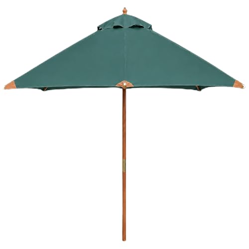 Image of Garden Market Place Hardwood Garden Parasol, Garden Umbrella with Pulley Lift, Water-Repellent 180g/m² Polyester Canopy, Wind Vent and Reinforced Rib Frame, 3m Wide Dark Green