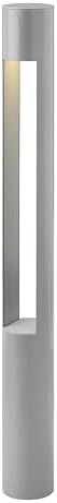 Hinkley Atlantis 12V Large Round Landscape Bollard, Aluminum, Etched Glass Lens, Modern, LED Bulb Included, Titanium Finish