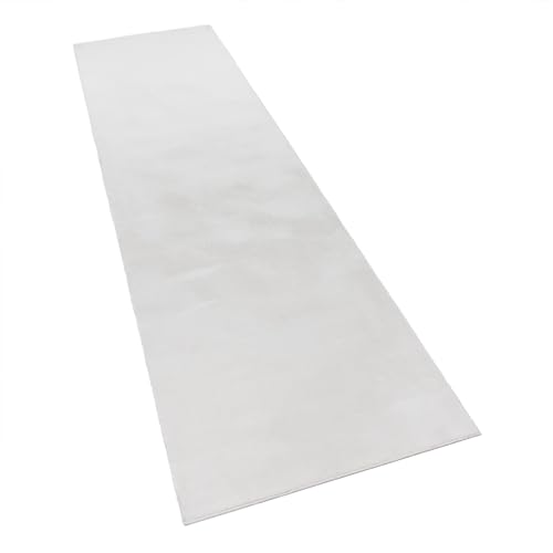 Paco Home Teppich Wohnzimmer Kunstfell weich waschbar modern elegant pflegeleicht Felloptik Uni Seidenglanz flauschig Kurzflor, Grösse:80x150 cm, Farbe:Weiß