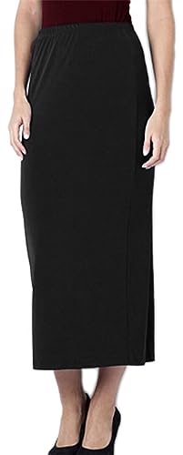 Image of UK Dispatch Long Pencil Skirt PonteRoma Jersey Lower Rear Split Ladies Plus Size,26,Black