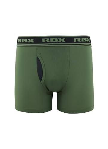 RBX Active Men's Boxer Briefs with Fly, Performance Mesh Quick Drying Underwear for Men 4-Pack Premium Mesh Boxers2