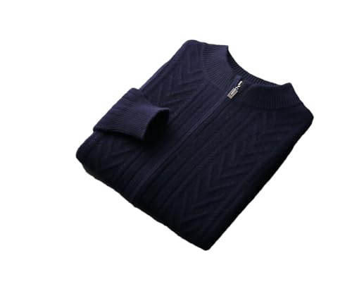 Men Knitted Cardigan Sweater Men's Half Height Thick Long Sleeve Cardigan Sweater Solid Color Bottoming Sweater