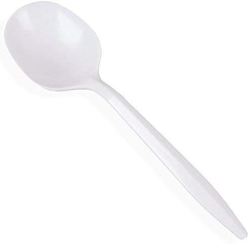 400 Light-Weight White Disposable Plastic Cutlery (Soup Spoons)