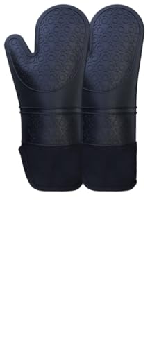 trookee® - Manoplas Horno de Silicona - Guantes Barbacoa y Cocina - Juego de 2 Guantes Horno Resistentes al Calor +350ºC - Aptos para Horno y Barbacoas - Relleno Algodón 100% - Color Negro