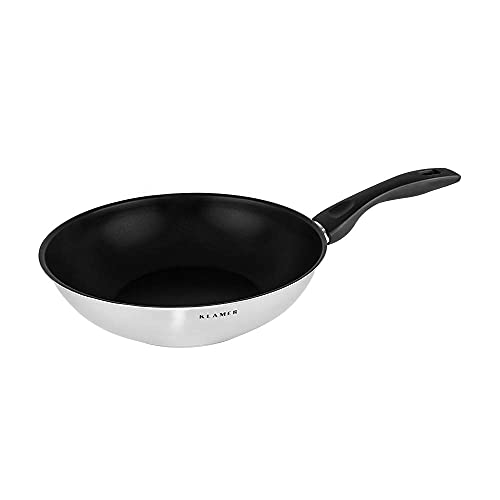 Edelstahl-Wok 28cm mit Antihaftbeschichtung für Induktion