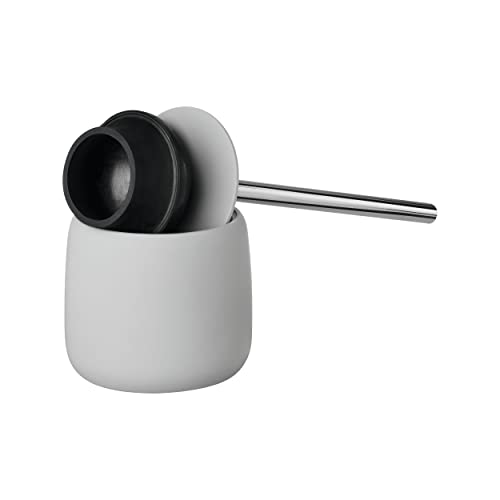 Image of blomus SONO Toilet Plunger with Decorative Holder - Ceramic Soft Touch with Stainless Handle - Modern Design - Microchip (Grey)