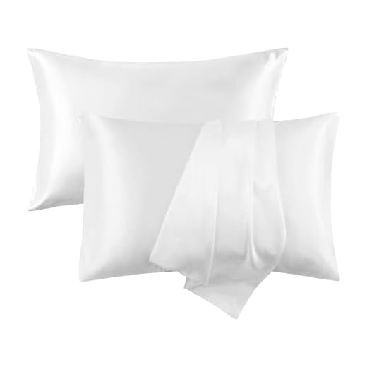 Silk Satin Pillow Cases Standard Size Set of 2 with Envelope Closure Skin & Hair Friendly Gifts for Women Men 20"x 26" White