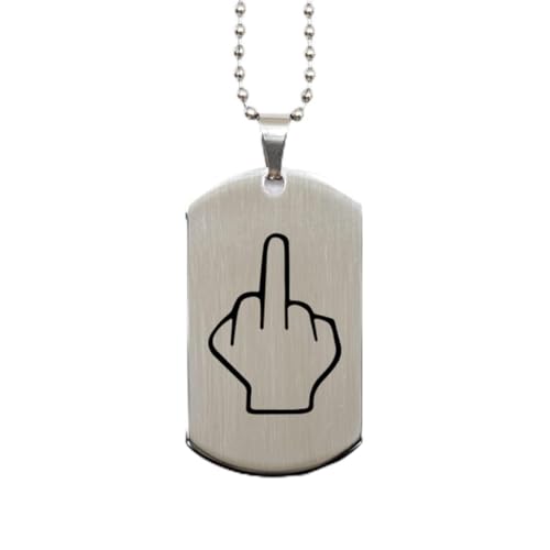 Middle Finger Dog Tag, Fuck You Necklace, Fuck Off, Gag Adult Jewelry, Birthday for Him, Rude, Inappropriate