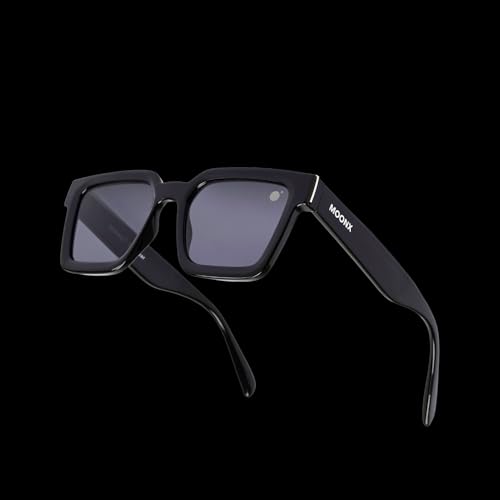 Image of MOONX Classic black UV Protected Wayfarer Sunglasses for Men & Women | Black Frame & Lens | Stylish Unisex Eyewear for Driving, Travel & Casual outings