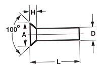 3/32 X 7/16 100' C'SUNK Head 2117T4 Aluminum Rivets 100 pcs Box