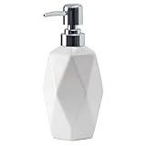 Seifenspender Keramik Weiß, 400ml Pumpspender für Flüssigseife & Spülmittel & Handseifen...