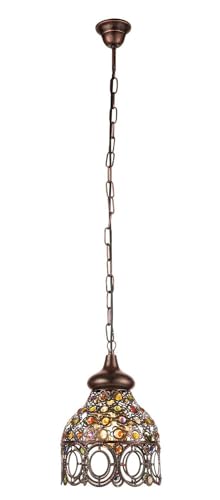 EGLO Pendelleuchte Jadida, 1 flammige Hängelampe Vintage, Orientalisch, Hängeleuchte aus Stahl in Kupfer-Antik und Glas in Bunt, Esstischlampe, Wohnzimmerlampe hängend mit E27 Fassung, Ø 22 cm EGLO Pendelleuchte Jadida, 1 flammige Hängelampe Vintage, Orientalisch, Hängeleuchte aus Stahl in Kupfer-Antik und Glas in Bunt, Esstischlampe, Wohnzimmerlampe hängend mit E27 Fassung, Ø 22 cm