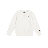 Champion Boy's Legacy Basics B-Ultralight Powerblend Fleece Crewneck Sweatshirt, White, 7-8 Years