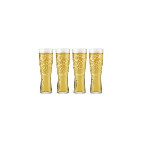 4 x Peroni Pint Glass Signature Design Embossed Nucleated and Toughened Cover