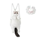 [Dudass] 猫ぬいぐるみ リアル 本物そっくり ラグドール猫型リュック ぬいぐるみ猫リュック やさしい手触り 洗剤と櫛が含まれています 誕生日プレゼント (ラグドール猫 + レースのベル) [並行輸入品]