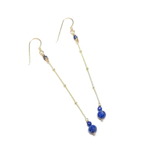Boucles d'oreilles argent 925 doré et lapis-lazuli véritable bijou femme pierre naturelle bleue