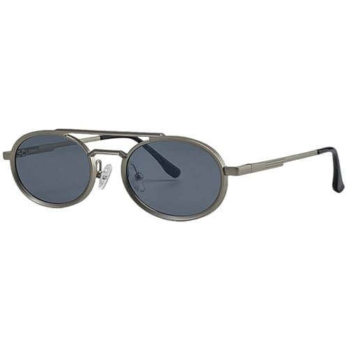 Lunettes de soleil ovales Steampunk mixtes verres UV400 monture metal petite taille
