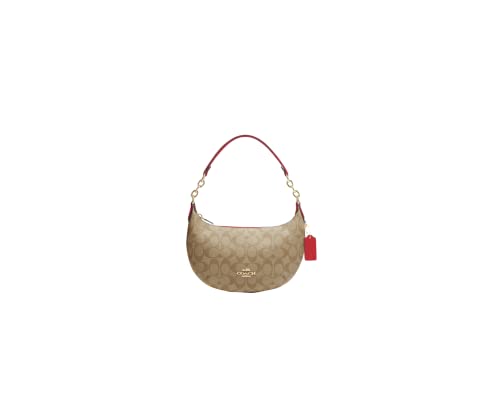 COACH Payton Hobo Shoulder Bag (IM/Khaki/Electric Red)