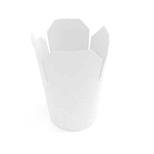 Lot de 50 boîtes blanches en carton 780ml - Récipient alimentaire jetable pour nourriture à emporter - Pasta Box pour nouilles/pâtes/plats cuisinés - Etanche - 100% recyclable Cover