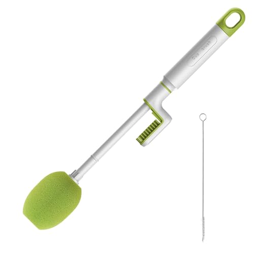 Set De Cepillos De Botella | Herramienta Giratoria Multifunción De Mango Largo,Limpiador para Botellas Y Contenedores,para Tapa De Vidrio Cocina Fiasque De Vino Centrífuga Batidora Vajilla Taza Jarra