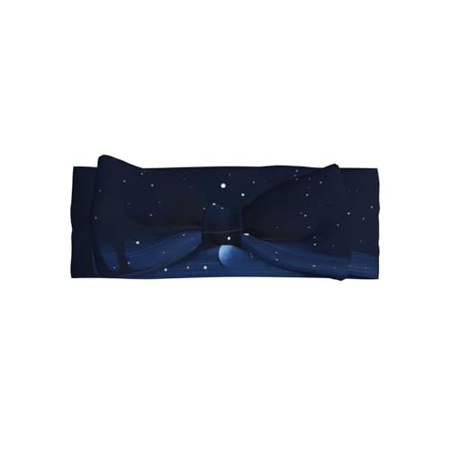 Dark Blue Night View Baby Bow Headband. Comfortable baby headband, suitable for daily wear and photo props.