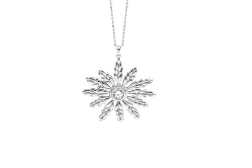 TALISMAN JEWELLERY Colgante de Plata 925 y Circonita Blanca - Eguzkilore, Flor Vasca (17 MM)