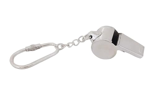 Antique Security Guard Whistle Brass Keychain-Silver Finish2