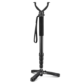 CVLIFE Hunting Monopod Shooting Stick, Shooting Rest Hunting Tripod Gun Rifle Rest, Adjustable Aluminum 20.5"-66.1" with Tiltable and Rotatable Tri-Stand Tripod Base and Rubber V Yoke for Outdoor