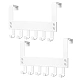 Rongrongago 2 Stück Kleiderhaken Tür mit 6 Haken, Türhaken zum Einhängen Platz Sparen Door Hook für Badezimmer Wohnzimmer Küche Schlafzimmer Ohne Bohren aufhängbar（Weiß）