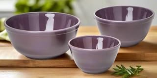 Miniatura 2 de Juego de 3 cuencos mezcladores para anidar, fabricados en Estados Unidos, Mosser Glass USA (berenjena)