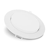 LED Deckeneinbaustrahler mit großer Leuchtfläche und einer flachen Einbautiefe im schlichten weißen Design