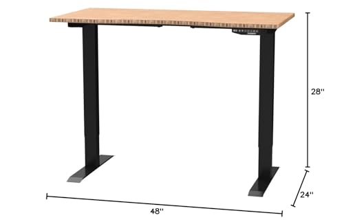 Image of FLEXISPOT EN2 Whole-Piece Bamboo Standing Desk with Clamp Power Strip, 48 x 24'' Electric Stand Up Height Adjustable Desk with Cable Management (Black Frame + 48 inch Bamboo Top, 2 Packages)