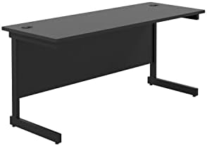 Office Hippo Heavy Duty Rectangular Cantilever Office Desk, Home Office Desk, Office Table + Integrated Cable Ports, PC Desk For Office or Home, 5 Yr Wty - Silver Frame/Beech Top, 120cm x 80cm