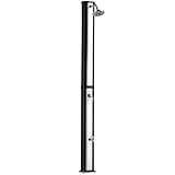 TecTake® Ducha Exterior Jardin, Resistente a la Intemperie, Temperaturas Altas, Alcachofa 360°, Grifo de Ducha Jardin para Pies, Conexión para Manguera, Ducha Solar Exterior - 35 L Negro/Plata