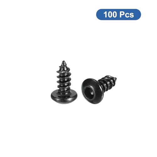 QUARKZMAN M3 x 6mm Selbstschneidende Innensechskantschrauben 100 Stück Innensechskant Rundkopf Schraube Kohlenstoffstahl Bohrschrauben Flachkopf Maschinenschraube für DIY Holz Hardware