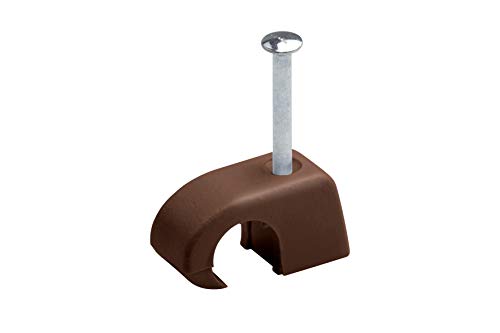 Meister 7454000 Lot de 50 colliers de serrage express 4 à 7 mm Marron Pour la fixation des câbles et des conduites Avec clou prémonté/clips adhésifs/colliers de serrage/colliers de serrage /