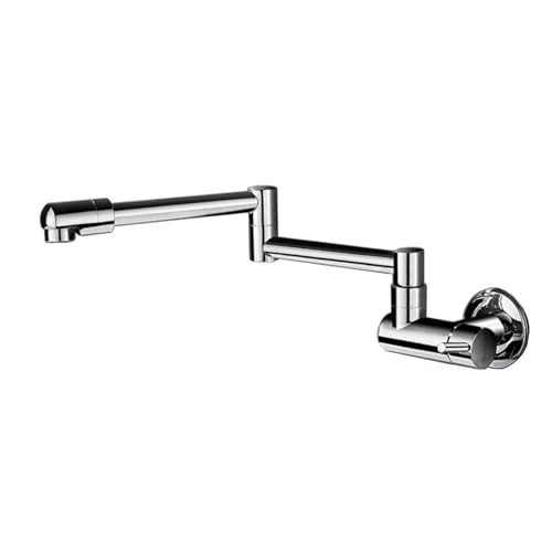 Robinet de cuisine mural eau froide évier pliable inox chrome brossé