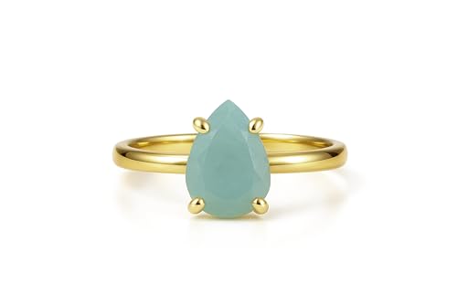 Bague Aigue-Marine Anémone : ne verdit pas la peau, or 14K durable